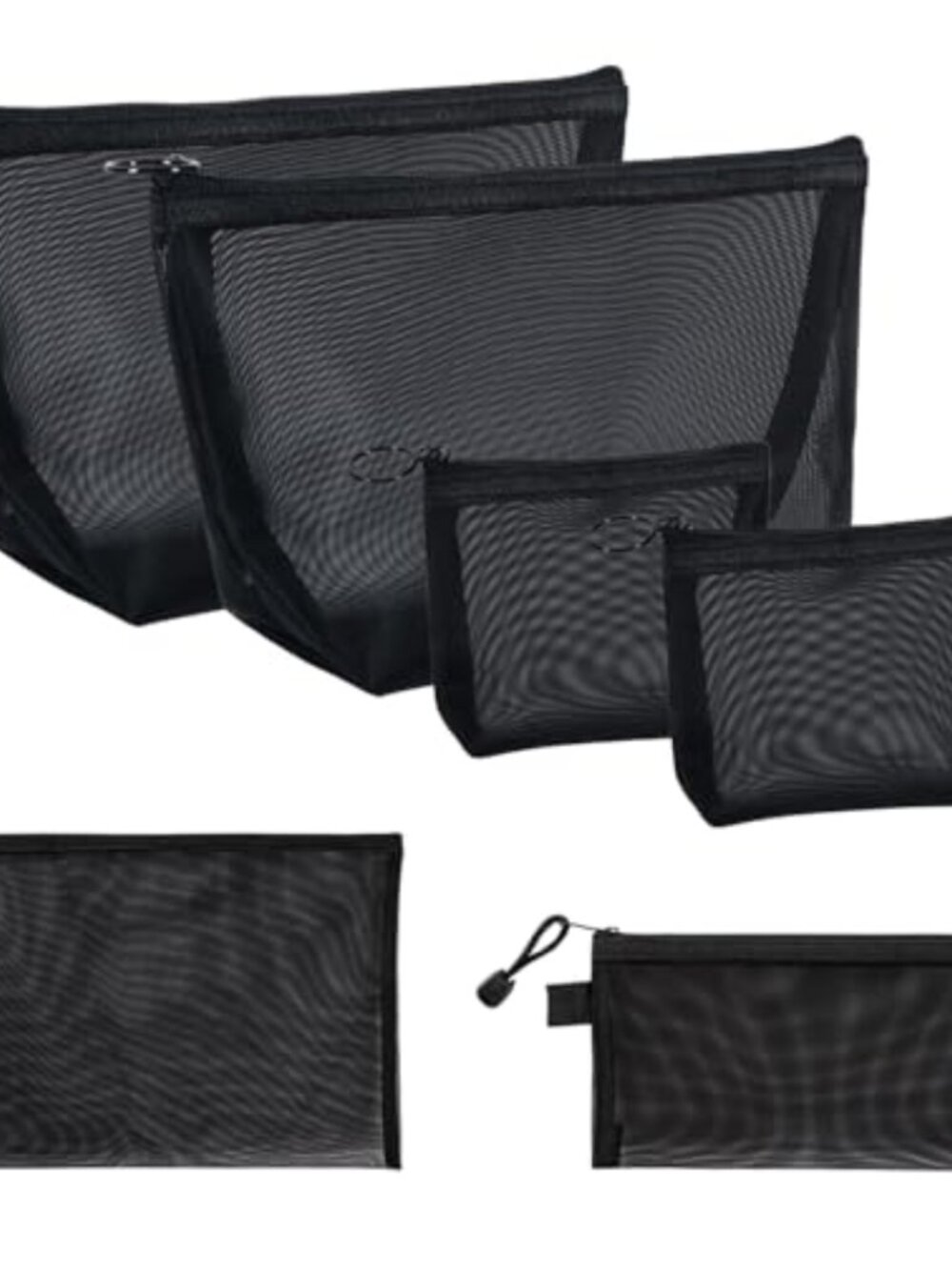 6 Pack Nylon Mesh Makeup Pouch Cosmetic Bags Travel Organizer